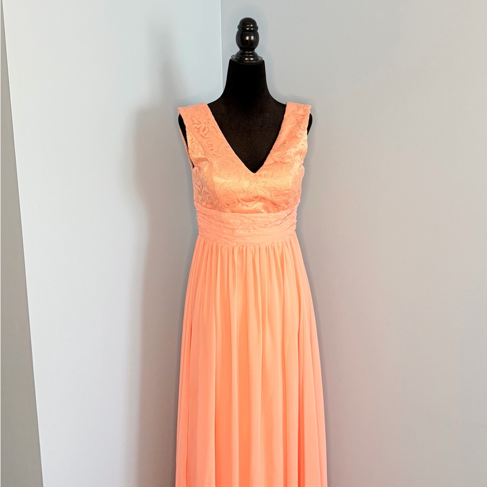 Peach/pink long/maxi dress, wedding/prom, chiffon dress.